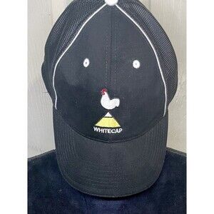 White Cap Chicken Embroidered Black White Mesh Adjustable Snapback Cap Hat